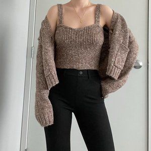 Zara knit cardigan and cropped tank set